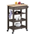 thumbnail image 3 of Ellaine Four-Tier Butcher Block Kitchen Cart w/ Drawer & Wine Rack in Gray Wood, 3 of 11