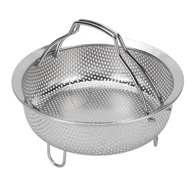 Steam Basket with Foldable Handle and Feet, Stainless Steel Multifunctional Colander Steam Insert with Raised Feet, Ideal for Electric Rice Cooker Pot