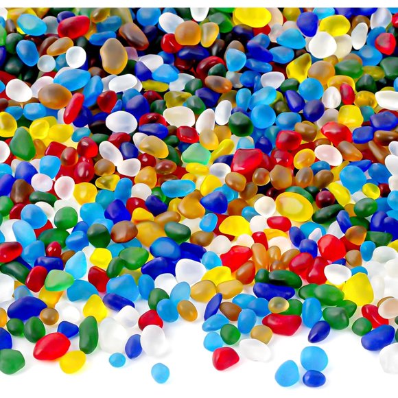 Sinkoo Colorful Sea Glass Stones for Crafts.1lb (405g/14.28oz), for Beaching Wedding DIY Decoration Aquarium Turtle Tank Vase Filler
