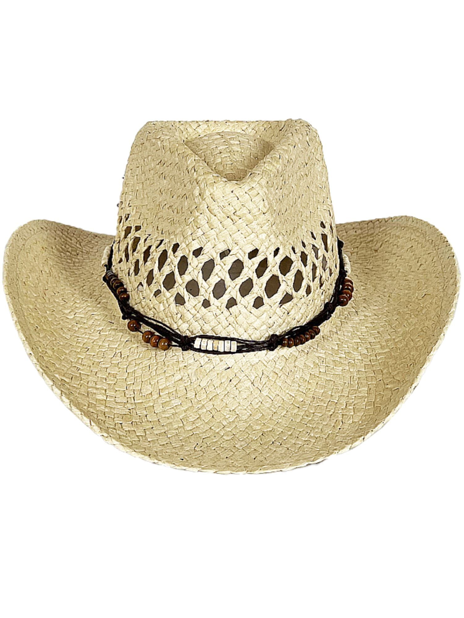 Ginsiom Straw Cowboy Cowgirl Hat for Women Men Wide Brim Western