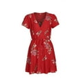 thumbnail image 1 of Robe d'Été Bohème pour Femmes, Robe de Plage Décontractée, Cocktail, Manches Courtes, Robe Florale Élégante, Col en V, Harajuku, 1 of 3
