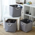 thumbnail image 4 of Fabric Storage Cube, Storage Cube Basket, Foldable Storage Box For Toys, Clothes 25 X 25 X 25 Cm (Set Of 3, Grey), 4 of 6