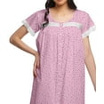 thumbnail image 4 of Moomaya Printed Cotton Lace Border Sleepwear Women Short Sleeve Nightdress, 4 of 5