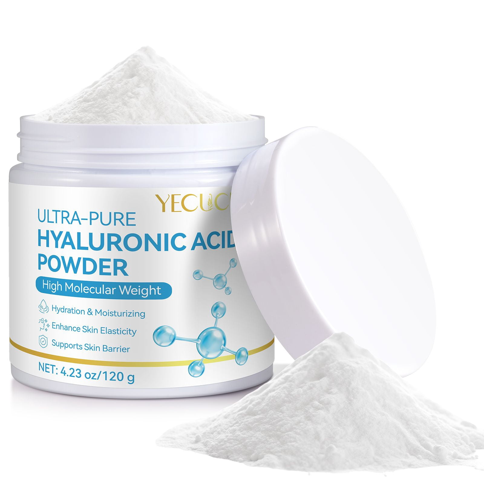 2-Pack Hyaluronic Acid Serum Powder, Hydration & Moisturizing, for Anti-Aging, Helps Replenish Moisture, 100% Natural, Water Soluble