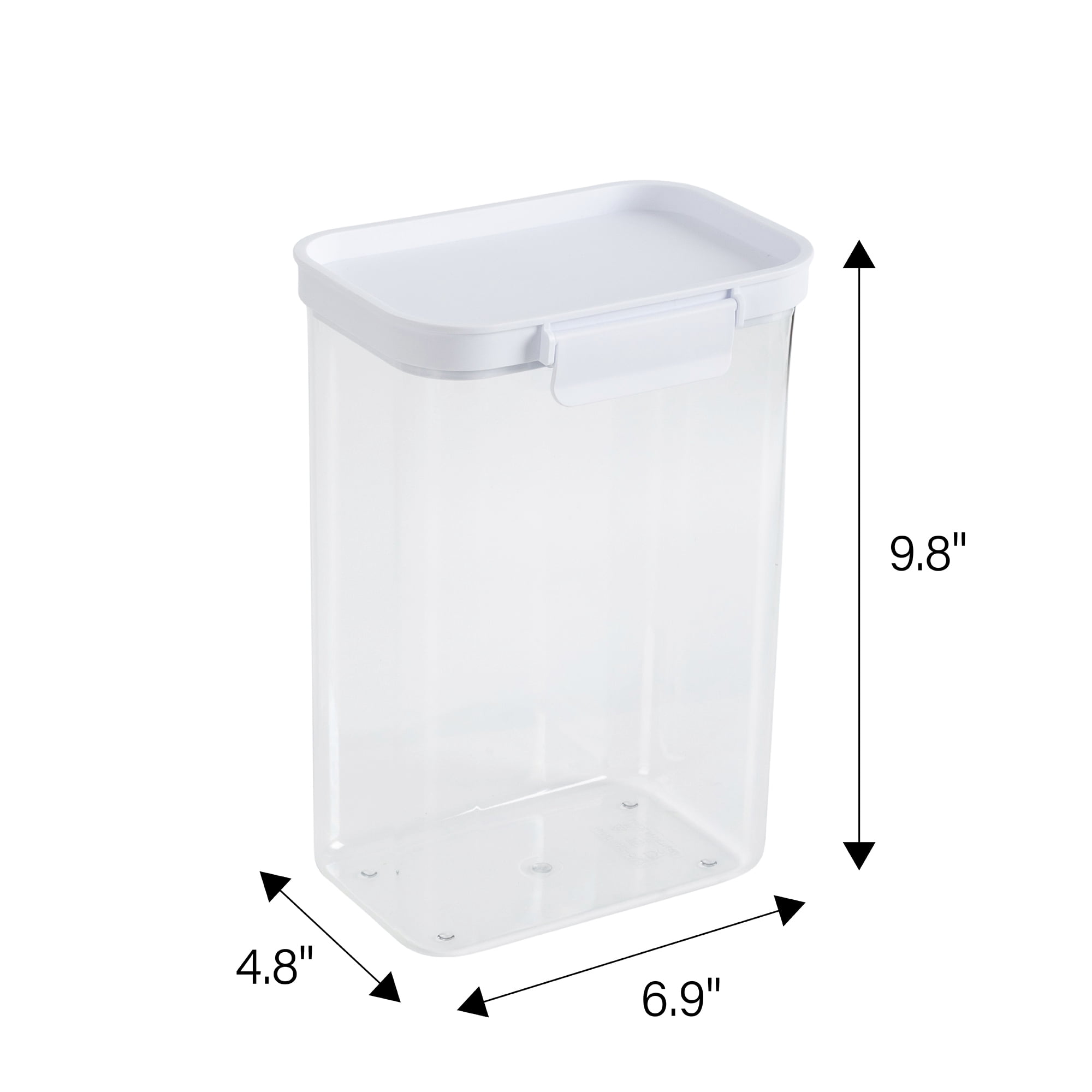 Mainstays Large Rectangular Plastic Pantry Storage Canister, Kitchen Food Storage Container for Dry Foods and Pantry Organization, 6.9" W x 4.8" D x 9.8" H