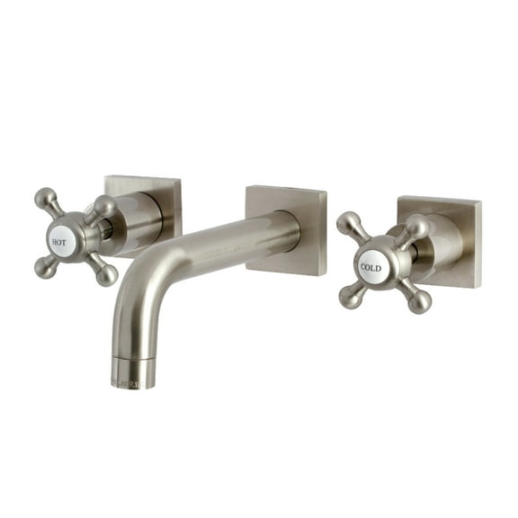 Kingston Brass KS6128BX Metropolitan Double-Handle Wall Mount Bathroom Faucet, Brushed Nickel