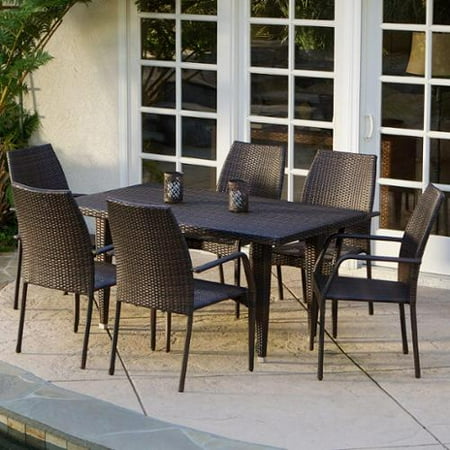 Vander Brown Wicker 7 Piece Outdoor Dining Set