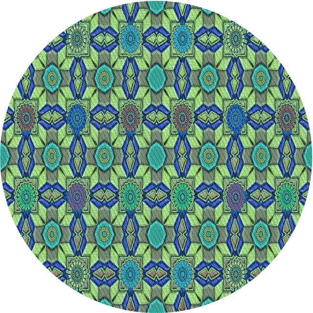 Ahgly Company Tapis Rond Lavable en Machine Intérieur Transitionnel Bleu Geai Bleu, 8 Pieds Rond