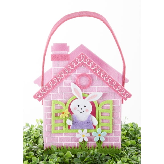 5.9 x 6.25" Felt Bunny House Bag