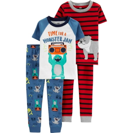 - Short Sleeve T-Shirt and Pant Cotton Pajama Bundle, 2 sets (Toddler Boys)