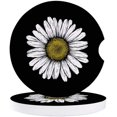 thumbnail image 1 of FMSHPON Hand Drawn Daisy Black Set of 6 Car Coaster for Drinks, Absorbent Ceramic Stone Coasters Cup Mat with Cork Base for Home Kitchen Room Coffee Table Bar Decor, 1 of 5