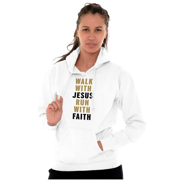 Walk With Jesus Christ Run Religious Hoodie Sweatshirt Women Men Brisco Brands S