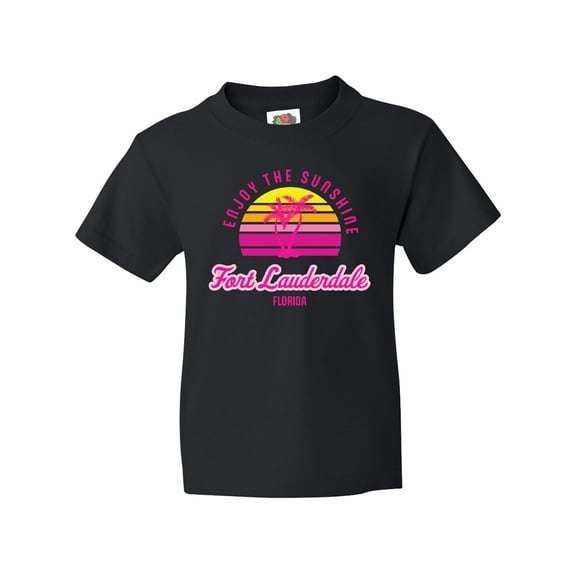 Inktastic Summer Enjoy the Sunshine Fort Lauderdale Florida in Pink Youth T-Shirt