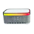thumbnail image 2 of Bluetooth Speaker with Wireless Charging LED Ambient Light and Alarm Clock- FM Radio USB 15W Charging White, 2 of 5