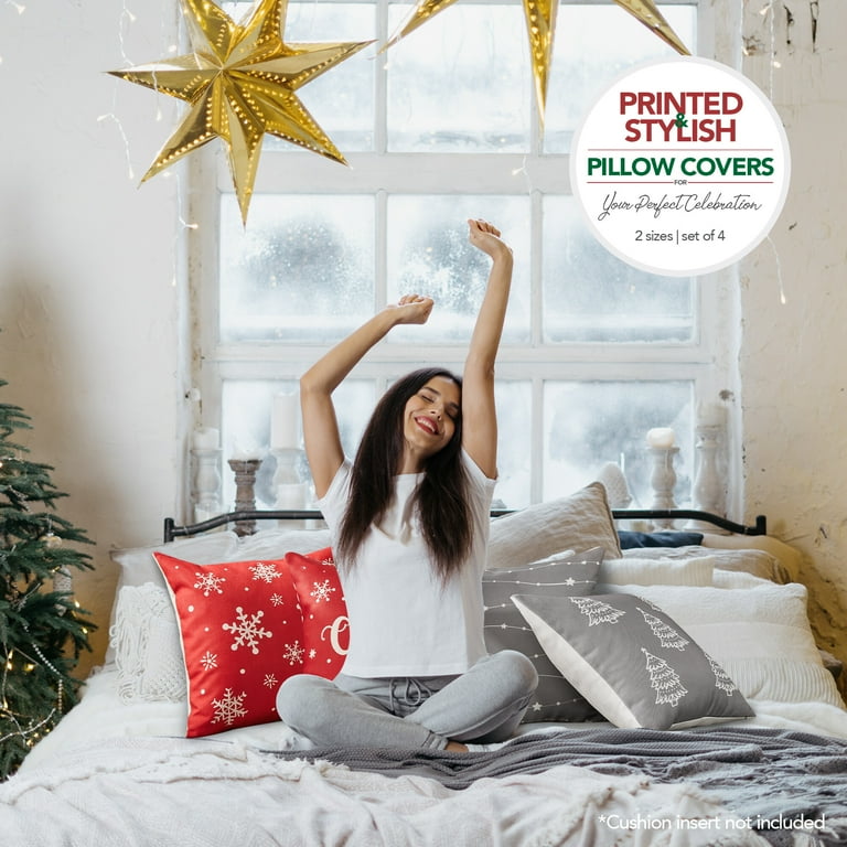 Deconovo Christmas Pillow Covers Set of 4 Decorations Throw Pillow Covers for Couch Sofa 16x16 inch Walmart