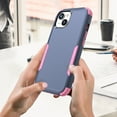 thumbnail image 3 of for iPhone 13 Mini Case, Defender Case Compatible with iPhone 13 Mini Case, Hybrid Heavy Duty Military Grade Full-Body Drop Shockproof Dustproof 3-Layers Rugged Protective Phone Cover, 
Royalblue/Pink, 3 of 6