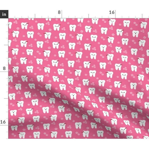 Pink Teeth Girls Kawaii Tooth Dental Dentist Fabric Printed by