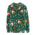 thumbnail image 3 of FKELYI Christmas Santa Zipper Hoodies Size M Loose Cartoon Print Zip Up Sweater Jacket for Women Polyester Party Long Sleeve Hoodie Sweatshirt, 3 of 6