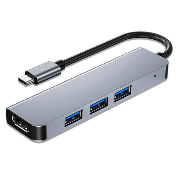 Tipo C HUB USB HDMI-Compatible con HDMI Adaptador de video Convertidor de Oficina de Aluminio Alcara de aleación móvil Detalle de disco duro Inevent EL005673-00B