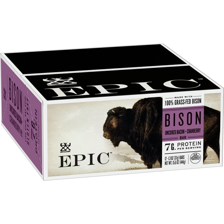 EPIC Provisions Bison Bacon Cranberry Bars, 100% Grass-Fed, 12 Count, 1.3oz - Walmart.com EPIC Provisions Bison Bacon Cranberry Bars, 100% Grass-Fed, 12 Count, 1.3oz - Walmart.com