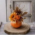 thumbnail image 4 of COM1950s Large Fall Pumpkin Decor,Thanksgiving Harvest Home Ornament,Foam Autumn Centerpiece with Sunflower and Maple Leaf for Table Desk Decor,10 Inches Tall, 4 of 6