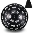 thumbnail image 1 of Single 100 Sided Polyhedral Dice D100 Game Dice Black Color with White Numbers 100 Sided Cube with Black Pouch, 45 mm, 1 of 7