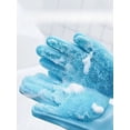 thumbnail image 3 of Silicone Pet Bathing & Grooming Gloves, Reusable, for Dogs & Cats, 1 Pair, Light Blue, 3 of 9