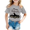 thumbnail image 2 of Zylarhe Kids Halloween Tops Children Fashionable Casual Letter Round Neck Short Sleeve T Shirt for Kids Grey 120, 2 of 4