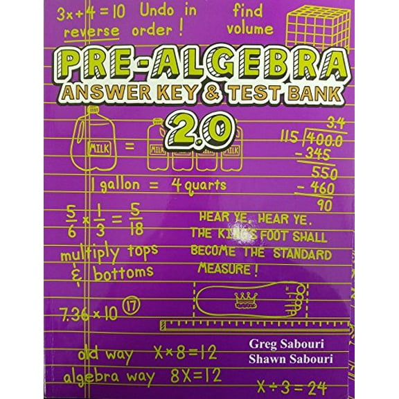 Pre-Owned Teaching Text Books PRE Algebra 2.0 Answer Key and Test Bank, 9780983581239, 0983581231, Paperback,