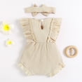 thumbnail image 4 of Maxcozy Baby Girls Toddler Ruffle Sleeve Romper Jumpsuit Summer Clothes 2PCS Outfit Set, 4 of 9