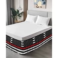 thumbnail image 4 of Red White Stripe Fireman American Flag Bed Skirt Queen Size, Fire Fighter USA Flags Wrap Around Bed Skirting with Adjustable Elastic Strap, Dust Ruffle Pleated Bedskirts 16 Inch Drop for Bedroom Beds, 4 of 9