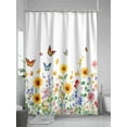 thumbnail image 5 of Shower Curtain Watercolor Butterfly Shower Curtains for Bathroom, Waterproof Polyester Shower Curtain Set with Hooks, Standard Size 66" x 72" Retro Flower, 5 of 6