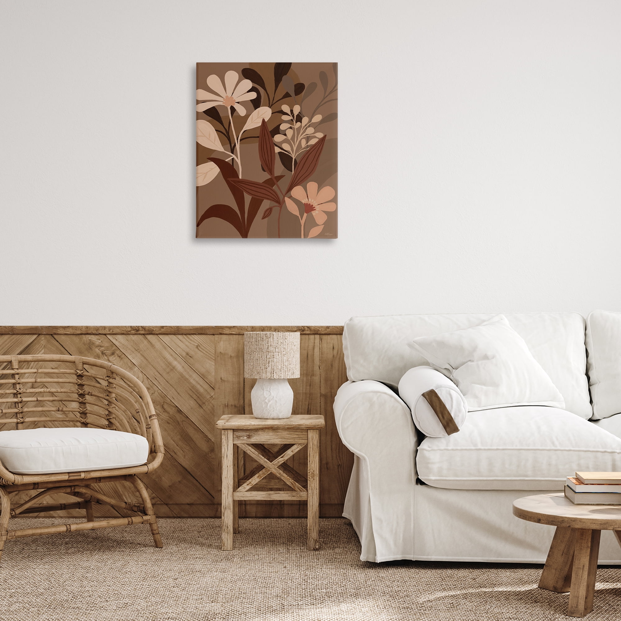 Stupell Industries Muted Boho Botanicals Plants & Flowers Painting Wrapped Canvas Art Print Wall Art, 24 x 30
