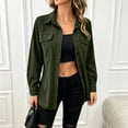 thumbnail image 5 of Atogsazn Women's Button Down Shacket Jacket Casual Ribbed Corduroy Long Sleeve Oversized Shirt Fall Winter Tops Army Green M Fashion, 5 of 7