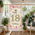 thumbnail image 7 of Sparkling 18th Birthday Backdrop Banner with Crown Balloons Stars and Glasses Decor for Birthday Party Photography Props Photo Background Decorations, 7 of 7