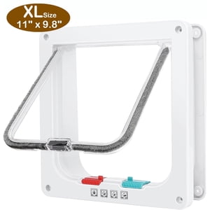 Dinosam Extra Large Cat Door, 4-Way Locking, Weatherproof, White