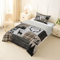 thumbnail image 2 of Manfei Geometric Plaid Twin Comforter Sets,Vintage Deer Bedding Set,Brown,Light Gray Reversible,2 Pieces,1 Comforter and 1 Pillowcase, 2 of 7