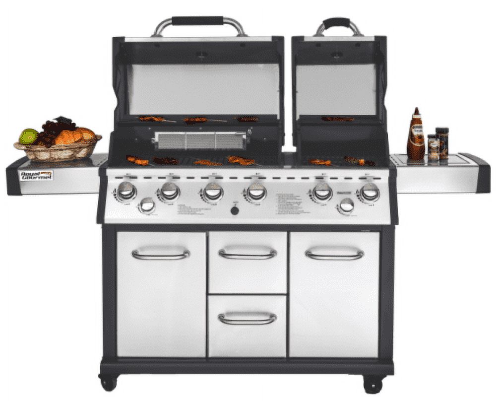 Royal Gourmet Mirage MG6001-R Two Split Lid 6-Burner Propane Infrared Burner Gas Grill, with Side Burner, 96000 BTU, with Cover Included - image 3 of 9