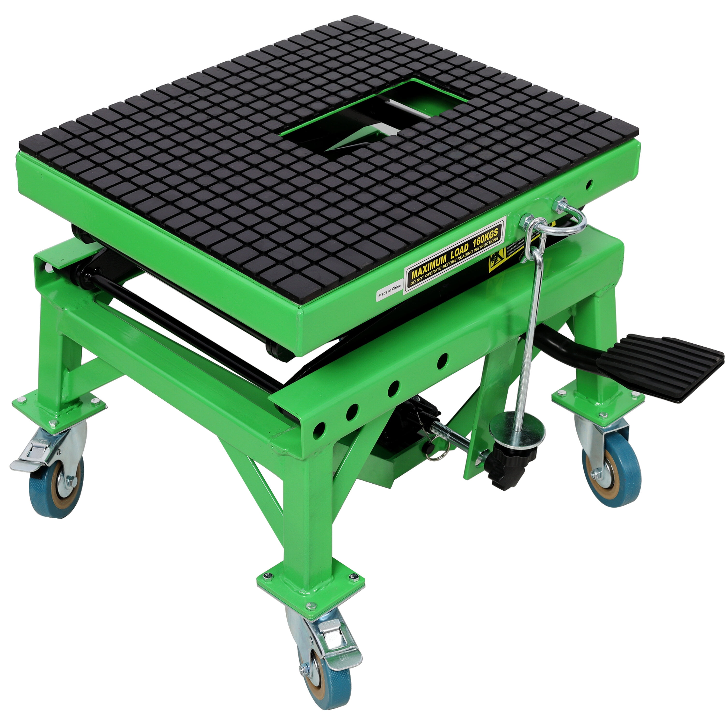 , 350 lbs Hydraulic Motorcycle Scissor Jack Lift Foot Step Wheels for Small Dirt Bikes,ATV Dirt Bike Scissor Stand With 4 Wheels,Green, Black+Green ,Steel ,