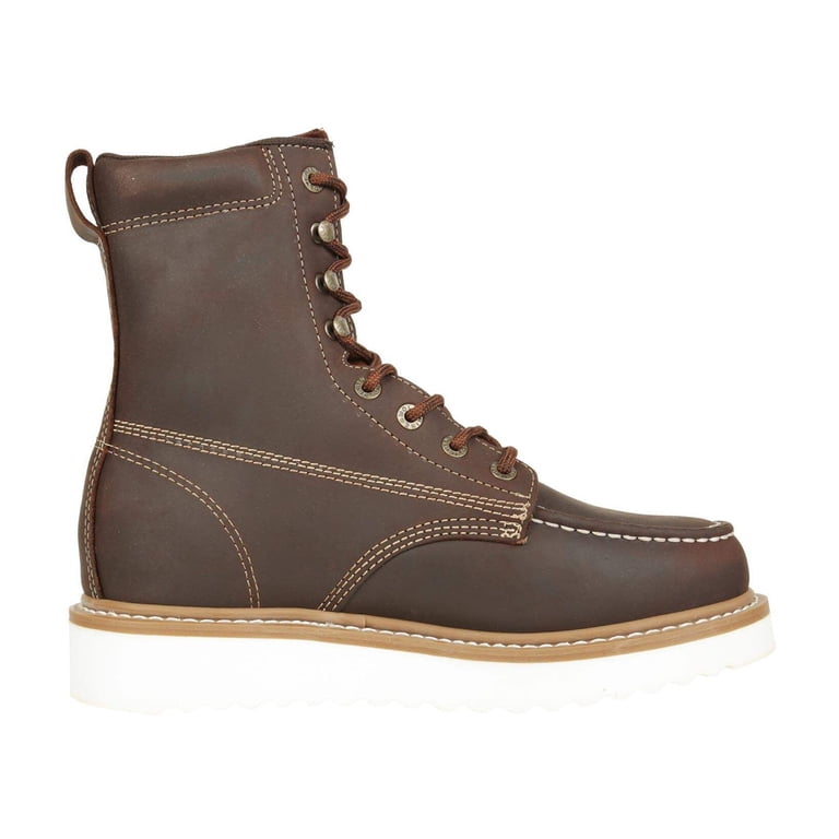 Wolverine W10743 Brown Leather Work Boots Size 8.5 Medium Moc-Toe Wedge Wolverine Moc | Men main image 3