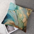 thumbnail image 7 of Acheng Teal Blue Turquoise Gold Pillow Covers Couch Marble Pillow Case Sets of 2 Modern Decorative Square Throw Pillows for Home Living Room Bedroom Bed Cushion Outdoor 12x12in, 7 of 7
