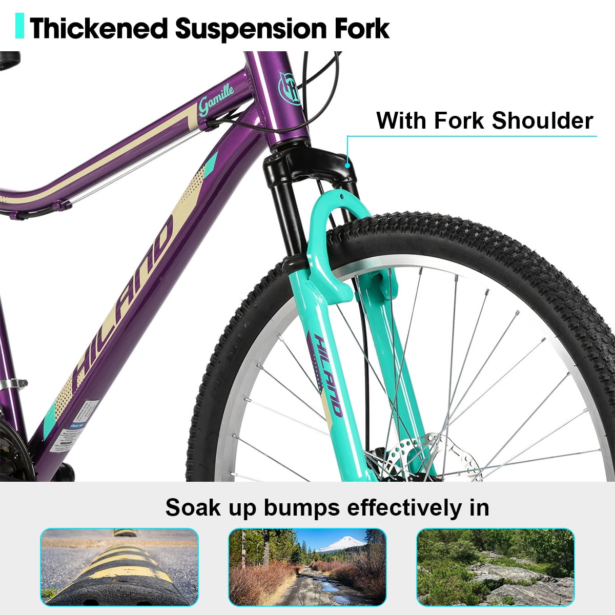 Hiland 26 Inch Mountain Bike, 18 Speed MTB with Dual Disc Brake, Mountain Bike for Women , Aluminium Frame Bicycle