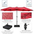 thumbnail image 4 of 15 ft Triple-size Patio Umbrella w/Base Included - Market Extra-Large Double Sided Umbrella - Twin-size Patio Parasol w/Easy Crank & 12 Strong Ribs & Ventilation Openings, Navy Blue, 4 of 9