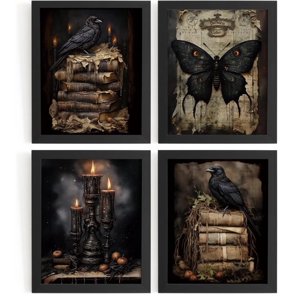 Hieng Vintage Christmas Wall Decor,Trendy Christmas Retro Posters for Room, Santa Snowman Deer Nutcracker Xmas Wall Art Prints for Living Room Kitchen Bedroom Office Set of 4 Unframed