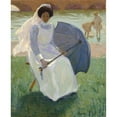 thumbnail image 3 of Frederick F. Fursman 12x14 Black Modern Framed Museum Art Print Titled - Woman with Green Parasol (1908), 3 of 5