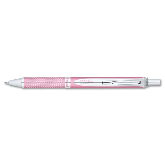 Pentel EnerGel Alloy RT Retractable Liquid Gel Pen .7mm Pink Barrel Black Ink BL407PA