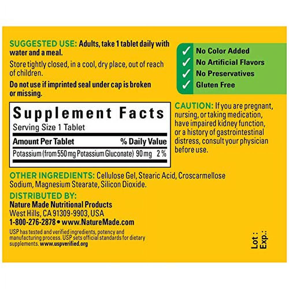 Potassium Gluconate 550Mg Tablets, 100 Count, Potassium Supplement For Heart, Nerve, And Muscle Support (Pack Of 3)