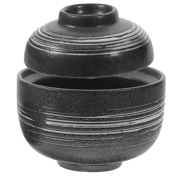 Mobestech Black Ceramic Bowl with Lid for Home Multi Function Soup and Stew Serving