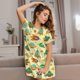 thumbnail image 3 of Balery Colorful Outer Space Camisón de manga corta con cuello redondo para mujer, cómodo y elegante., 3 of 6