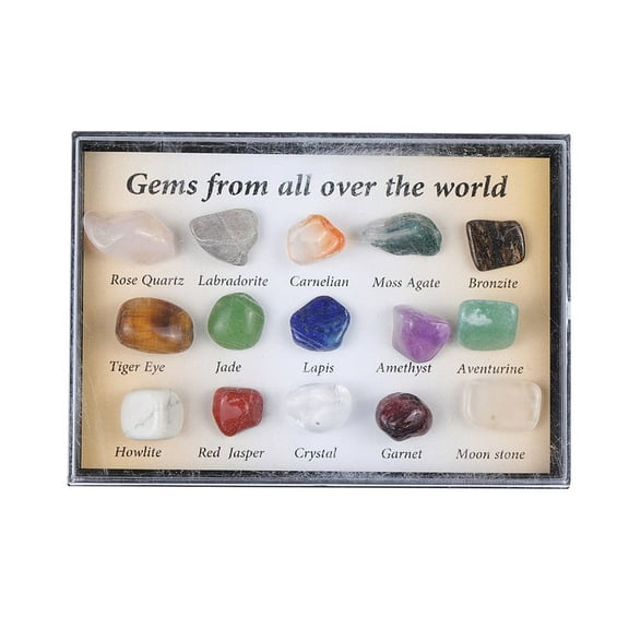 Natural Gemstones Nuggets Collections for Earth Science Teaching Box: 85x60x13mm Gemstone: 8~14x5~8mm 15pcs/box